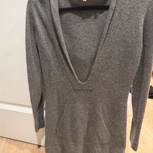 Vince Women's Hooded Sweater Dress, Sz XS, Gray 100% Cashmere